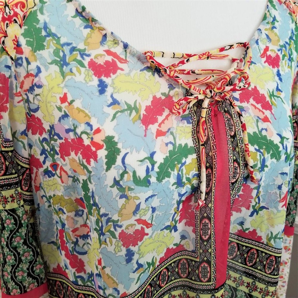 New Directions Brand Top Blouse Boho Multi-Color Floral Print Size 0X - Picture 6 of 12